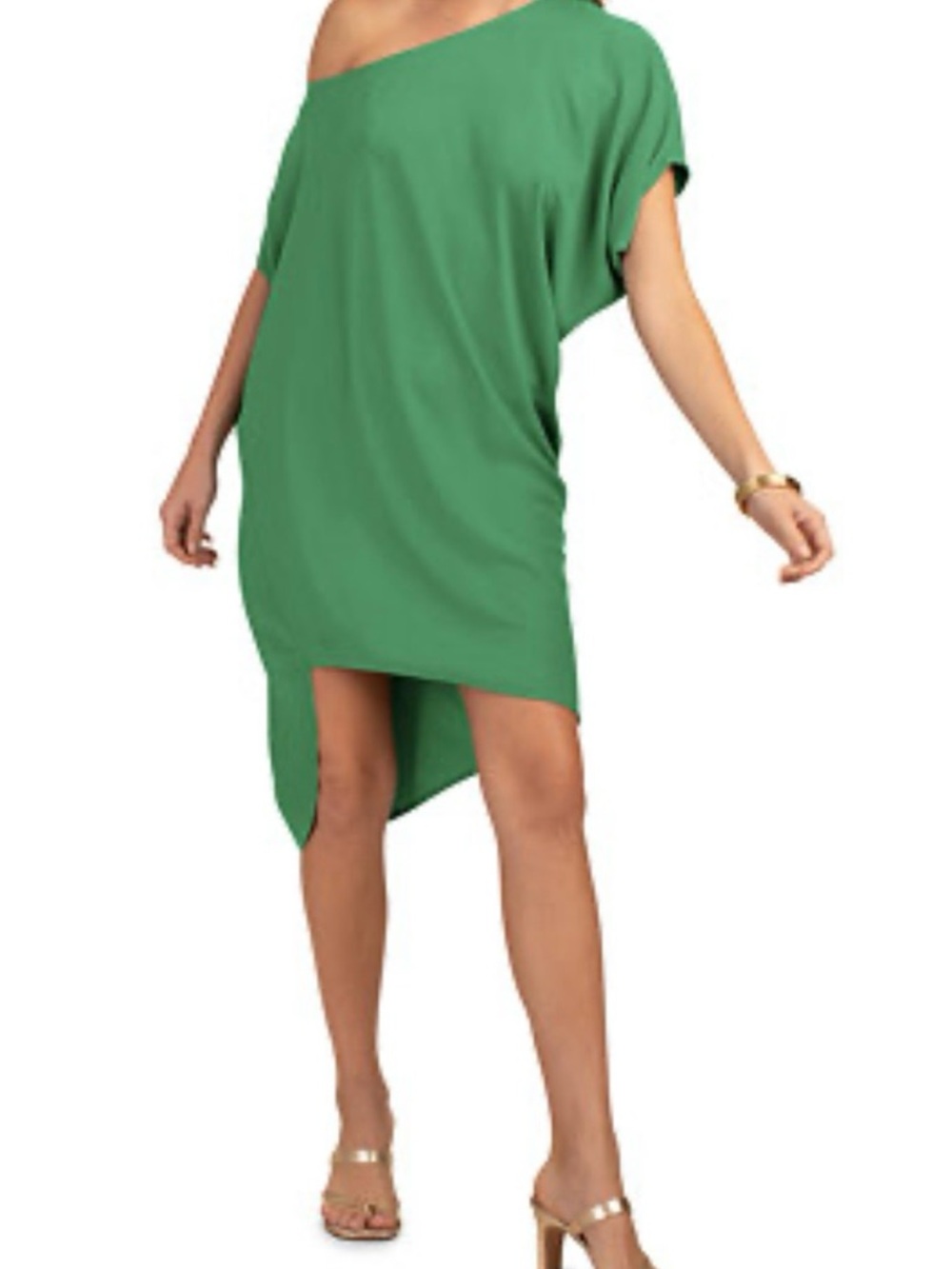 Trina Turk One-Shoulder Green Asymmetric Dress